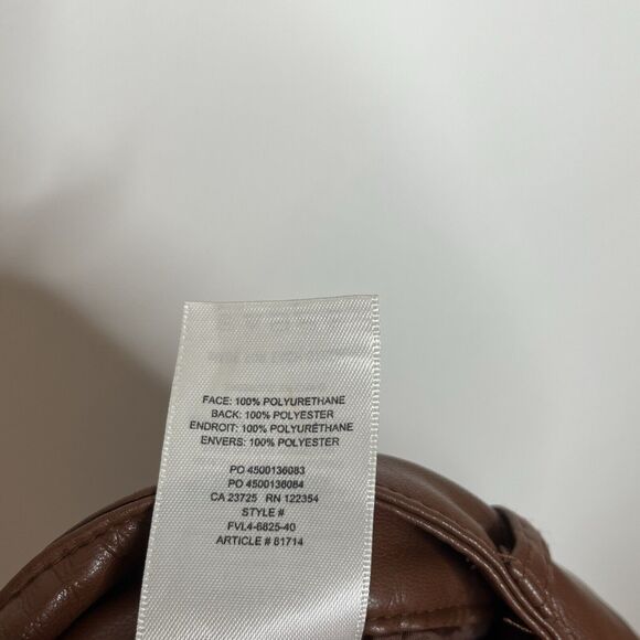 Aritzia Wilfred Faux Leather Cargo Pants Brown Womens 12 Barrel Leg Vegan - Picture 9 of 10